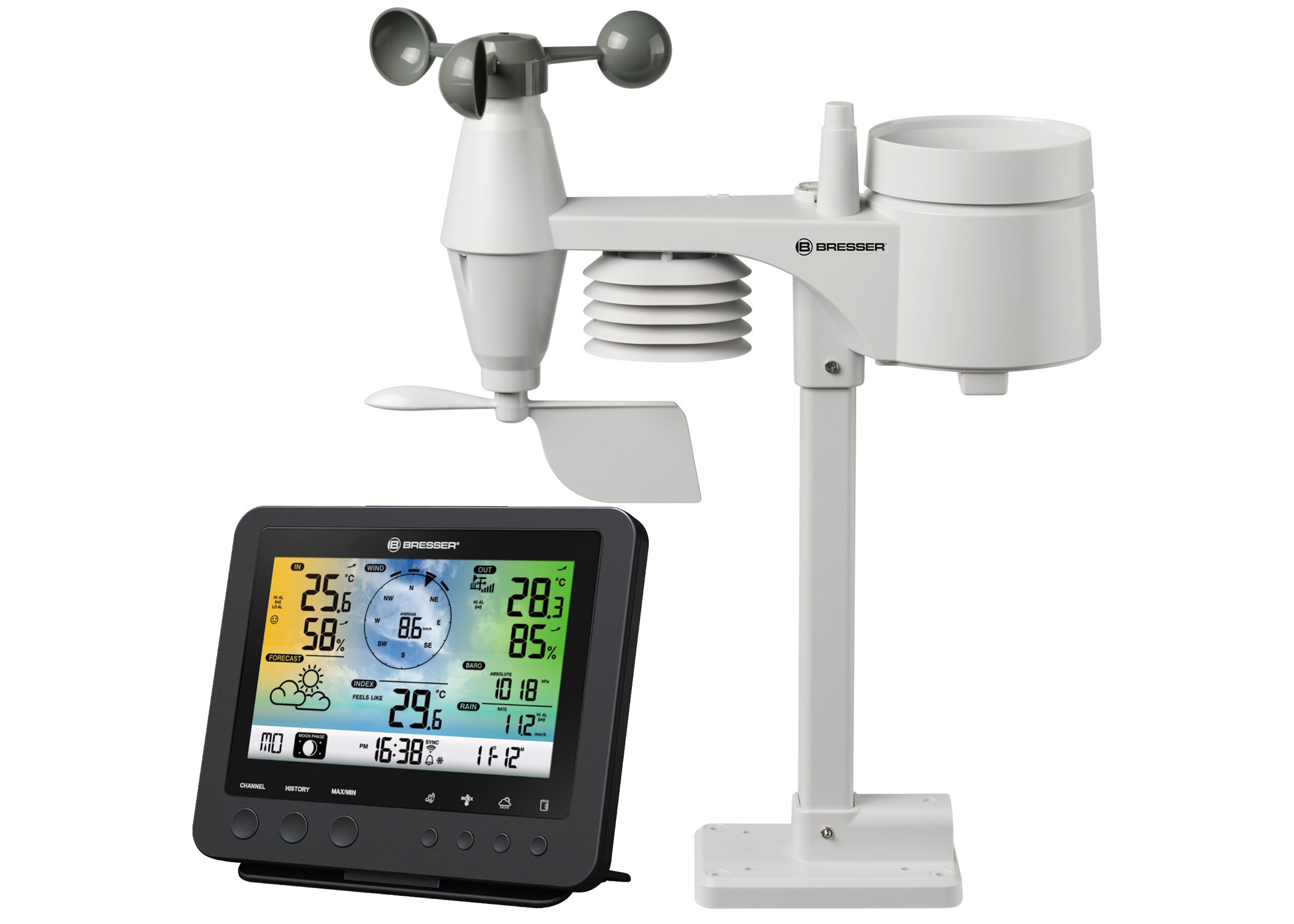 Метеостанція Bresser Weather Center 5-in-1 Wi-Fi Profi Sensor Color Black