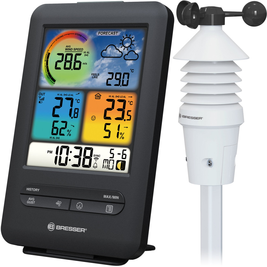 Метеостанція Bresser Wi-Fi Colour 3-in-1 Wind Sensor Black