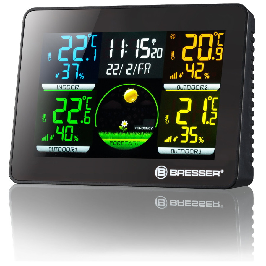 Метеостанція Bresser Quadro NLX Colour Black з 3 датчиками