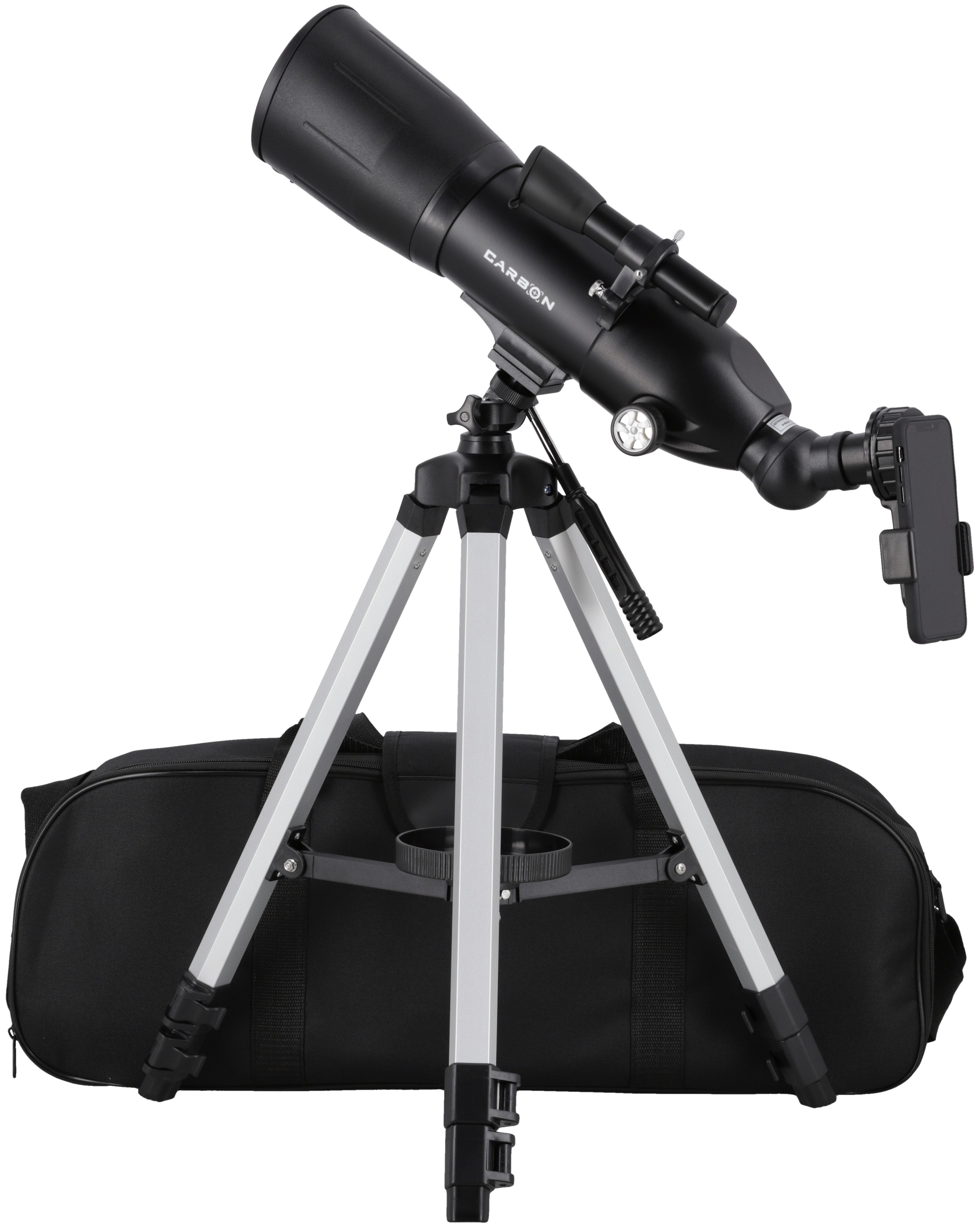 Телескоп Carbon 80/400 AZ з сумкою та адаптером для смартфона
